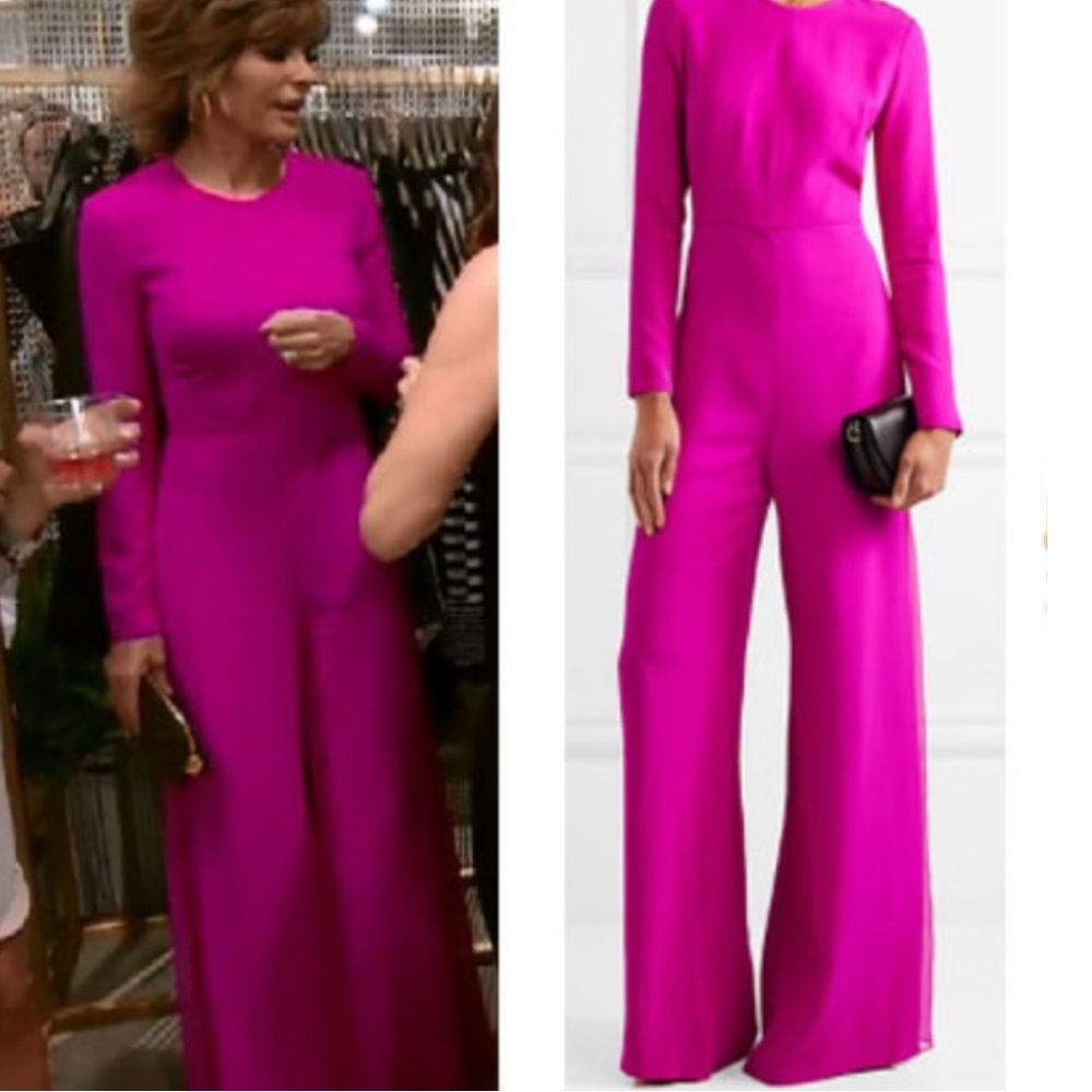 Adam Lippes Hot Pink Long-Sleeve Wide-Leg Jumpsuit - Picture 10 of 16